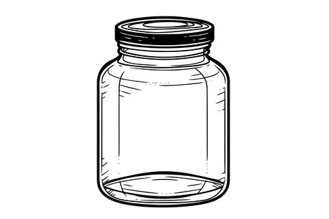 Empty jar hand drawn ink sketch. Engraved vector illistration. Stock Illustration