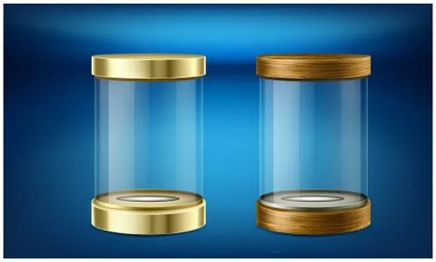 Empty jars on abstract dark background Illustrazione stock