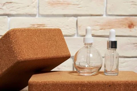 Empty jars for spa salon on the decorated makeup desk Stock Photos
