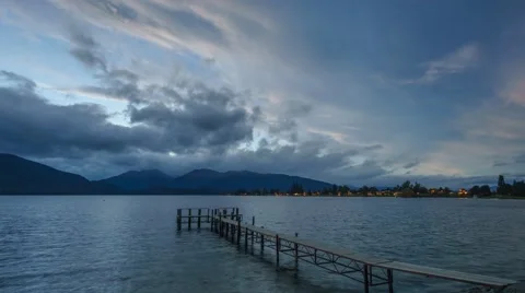Empty Jetty By The Lake Te Anau. Motion Time Lapse Pan Left Stock Footage 63888192