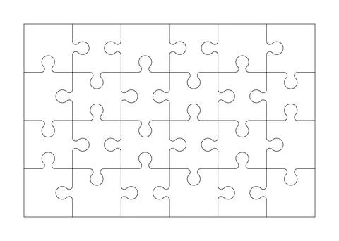 Empty jigsaw puzzle template background. Vector illustration Stock Illustration