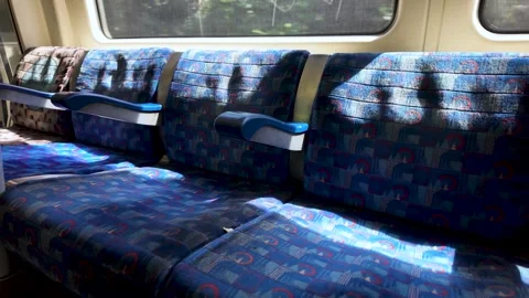 Empty Jubilee Line train interior in London. Stock Footage 337873790