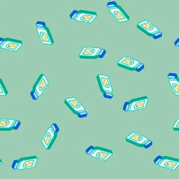 Empty juice plastic bottle isometric icon seamless pattern Stock Illustration