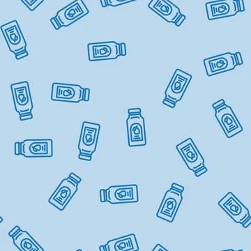 Empty juice plastic bottle line vector seamless pattern Stock Illustration