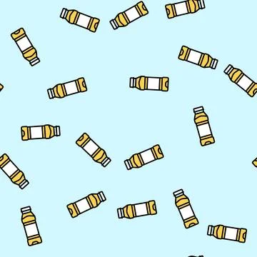 Empty juice plastic bottle vector seamless pattern Stock Illustration