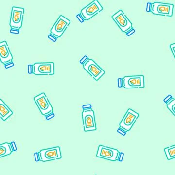 Empty juice plastic bottle vector seamless pattern Stock Illustration