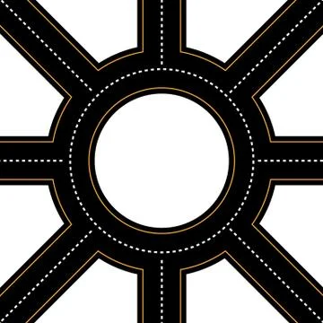 Empty junction, roundabout, asphalt road vector Ilustración de archivo