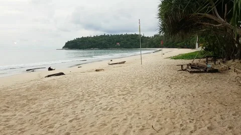 Empty Kata Beach in Thailand closed due to Cove 19 Stock Footage 132097648