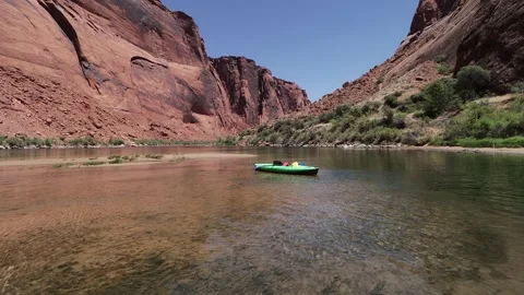 Empty Kayak Floating On The Colorado River Arizona Stock Footage 306093636