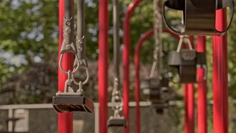 Empty kids playground in the summer Stock Footage 219910535