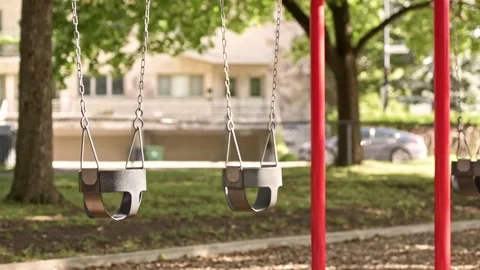 Empty kids playground in the summer Stock Footage 219910564