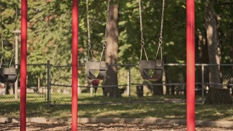 Empty kids playground in the summer Stock Footage 219910574