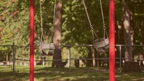 Empty kids playground in the summer Stock Footage 219910590