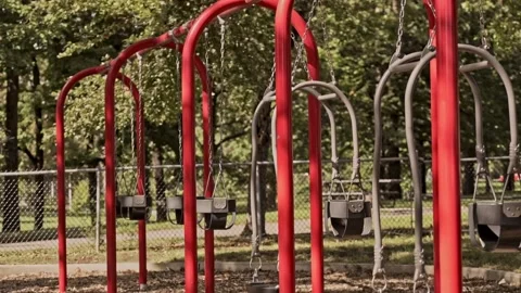 Empty kids playground in the summer Stock Footage 219910645
