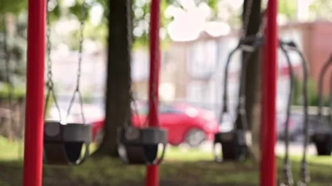 Empty kids playground in the summer Stock Footage 219910676