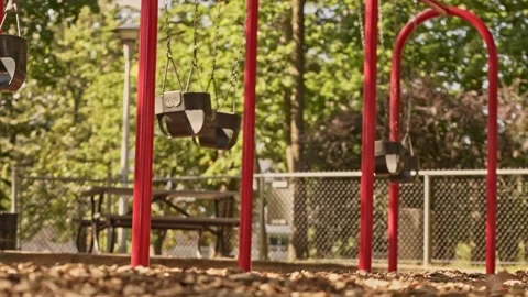 Empty kids playground in the summer Stock Footage 219910690
