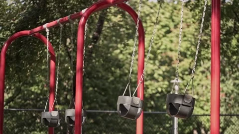 Empty kids playground in the summer Stock Footage 219910699