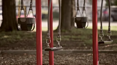 Empty kids playground in the summer Stock Footage 219910710