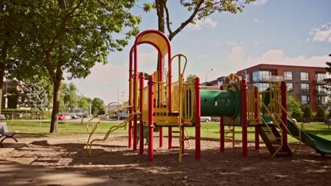 Empty kids playground in the summer Stock Footage 219910720