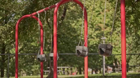 Empty kids playground in the summer Stock Footage 219910763