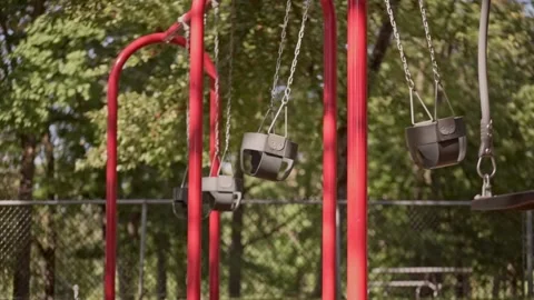 Empty kids playground in the summer Stock Footage 219910790