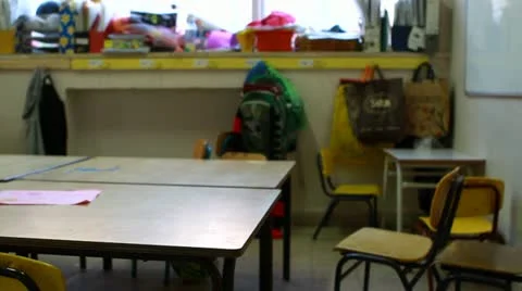 Empty kindergarten class Stock Footage 21453324