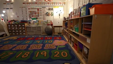 Empty Kindergarten Classroom With Numbers Rug Stock-Footage 315224642