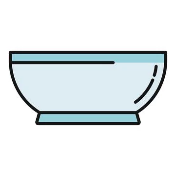 Empty kitchen bowl line art outline icon 스톡 일러스트