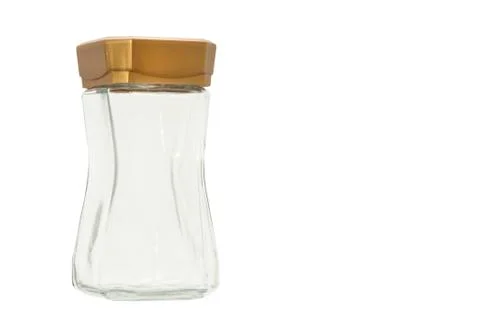 Empty kitchen jar with cap on the white Stock Photos