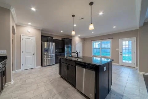 Empty Kitchen in New Home Foto stock
