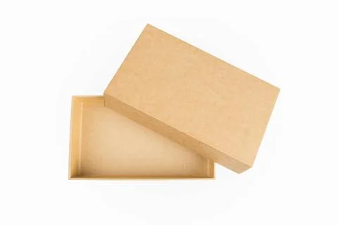 Empty kraft paper box isolated empty kraft paper box isolated on white wit... Stock Photos