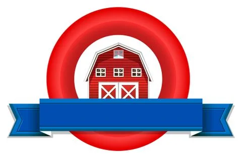 An empty label with a wooden barnhouse Stock Illustration