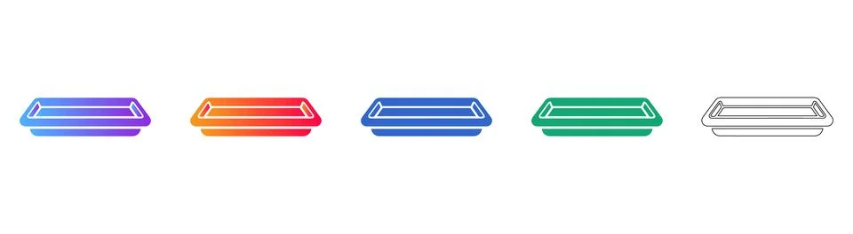 Empty Laboratory Tray Container Icon Set Stock Illustration