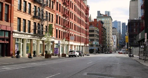 Empty Lafayette Street During Global Covid-19 Pandemic New York City Stock Footage 127799332