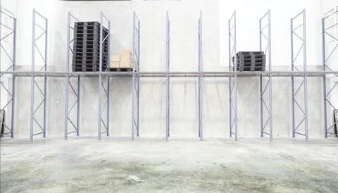 Empty lag warehouse interior in logistic industry Stock Photos