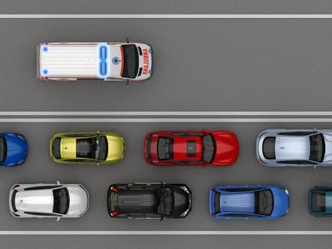 Empty lane for an ambulance top view Stock Illustration