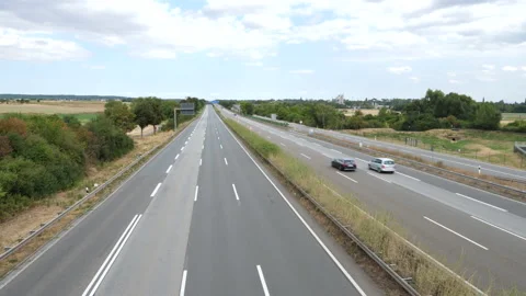 Empty lane on German highway A66 - high-angle view Видео 205616647