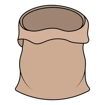 Empty large canvas sack. Brown cloth bag for potatoes. Vector illustration. Stock Illustration