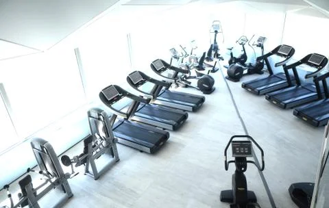 Empty large gym Stock Photos