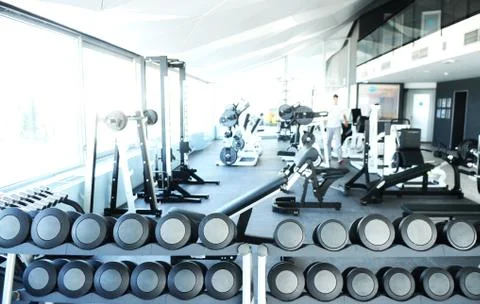 Empty large gym Stock Photos