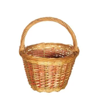 Empty large wicker basket isolated on white background. Stock Photos