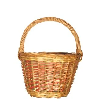 Empty large wicker basket isolated on white background. Stock Photos