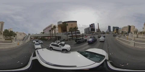 Empty Las Vegas Strip 360 VR Bellagio Ghost Town 4K Caronavirus Closes Casinos Video stock 126609702