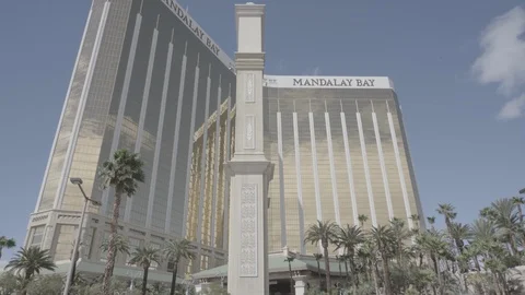 Empty Las Vegas Strip in front of Mandalay Bay Casino Stock Footage 126553139