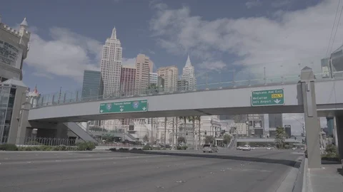 Empty Las Vegas Strip Intersection During Corona Virus Stock Footage 126566433