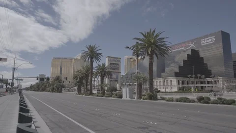 Empty Las Vegas Strip on Las Vegas BLVD during Corona Virus Stock Footage 126561602