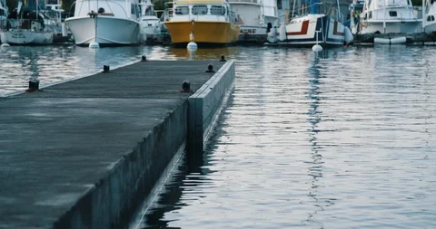 Empty launch ramp dock in calm harbor Stock Footage 96734433
