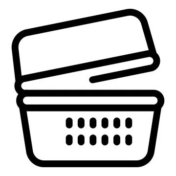 Empty laundry basket with open lid icon lineart style Stock Illustration