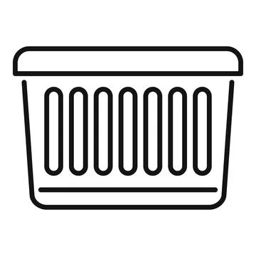 Empty laundry basket waiting for dirty clothes line icon Stock Illustration
