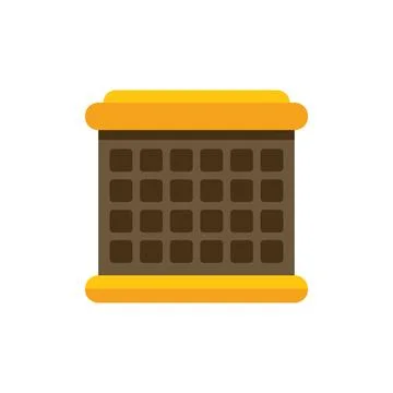 Empty laundry basket with yellow handles sitting on white background Stock Illustration